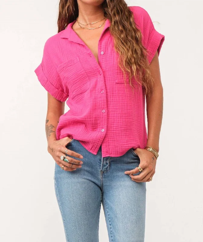 Chic Style Discounts Cali Tie Front Shirt In Pink