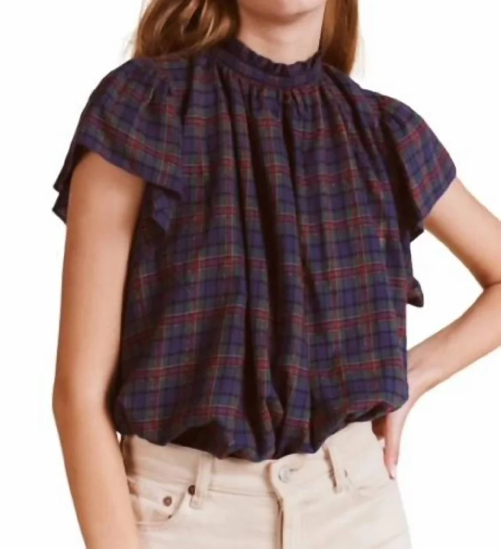 Insane Discount Onslaught Carla Highneck Shirt In Tinsel Plaid