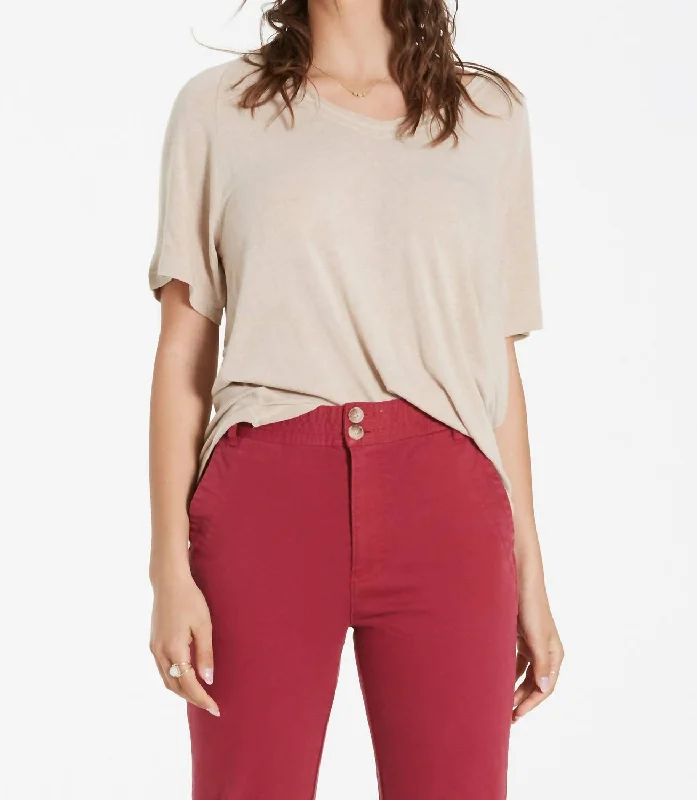 Chic And Edgy Taylor Raglan Sleeve Top In Toast