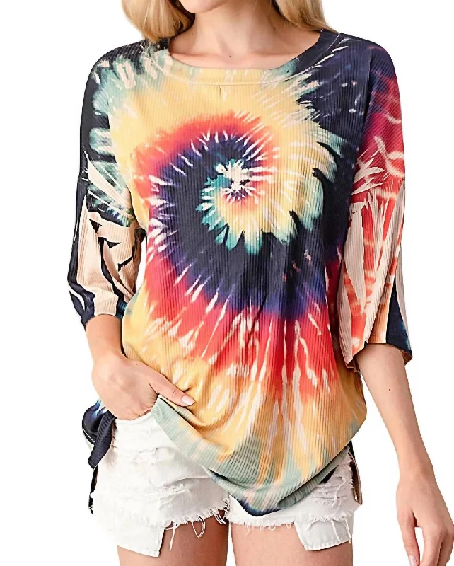 Fashion Forward Rainbow Tie Dye Top In Multi