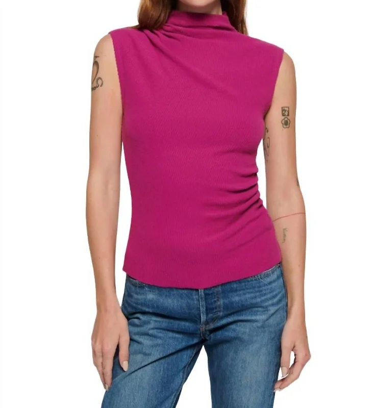 Trendy Street Style Arielle Draped Wrap Top In Miss Magenta