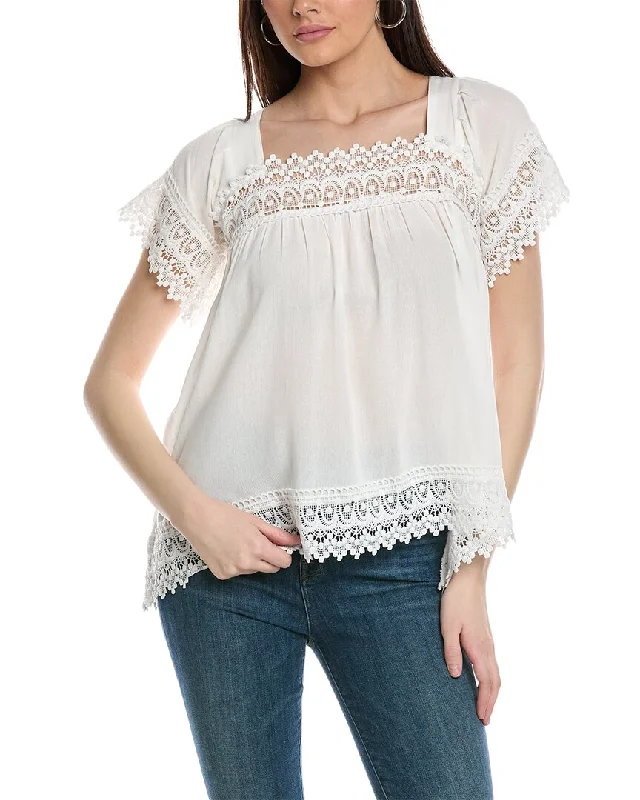 Affordable Luxury Fashion Rain Lace-Trim Top