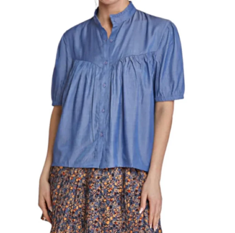 Budget Friendly Clara Top In Chambray