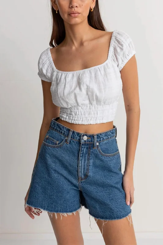 Discount Extravaganza Dylan Cap Sleeve Top In White