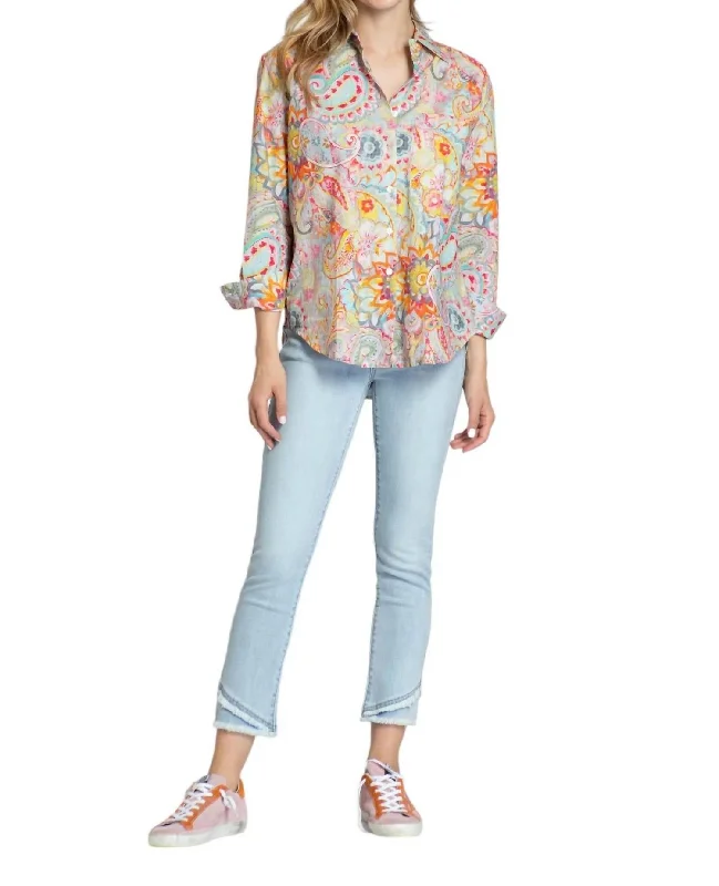 Flash Sales Paisley Cotton Boyfriend Button Shirt In Multi