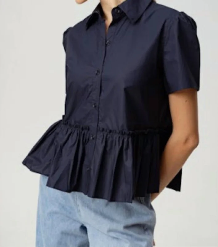 Style Without Limits Peplum Top In Navy