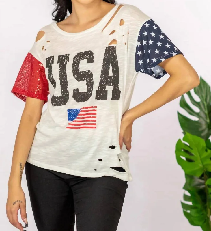 Limited Time Usa Top In Off White