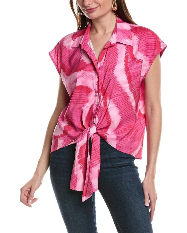 Top Brand Discounts Brickell Top In Pink Sketched Squiggle