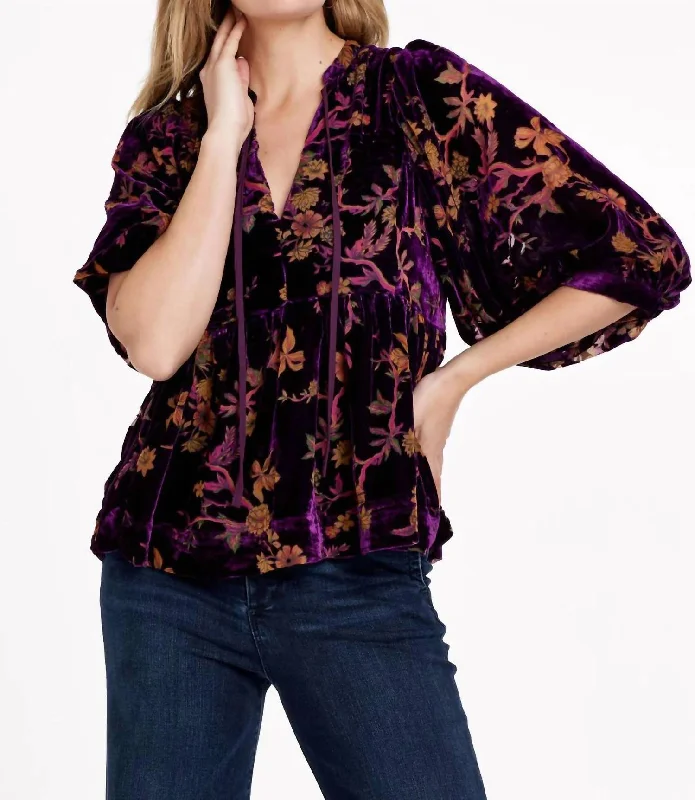 Catch Every Fashion Trend Malia V-Neck Top In Imperial Purple