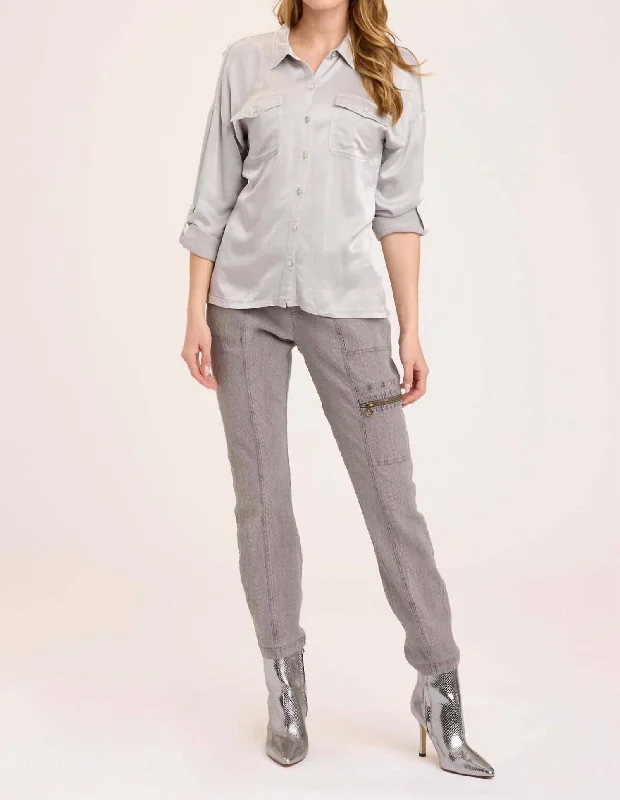 Budget Saver Ludolf Button-Up Top In Pebble