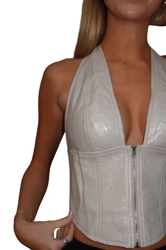 Hot Items Let's Grab A Drink Top In Gloss Taupe Grey