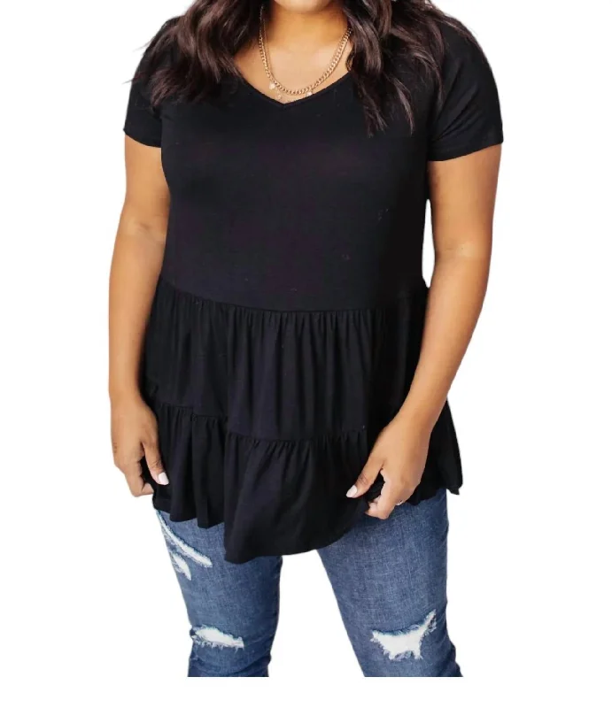 Durable Fashion Picks Rock Solid Babydoll Top Shirt In Black