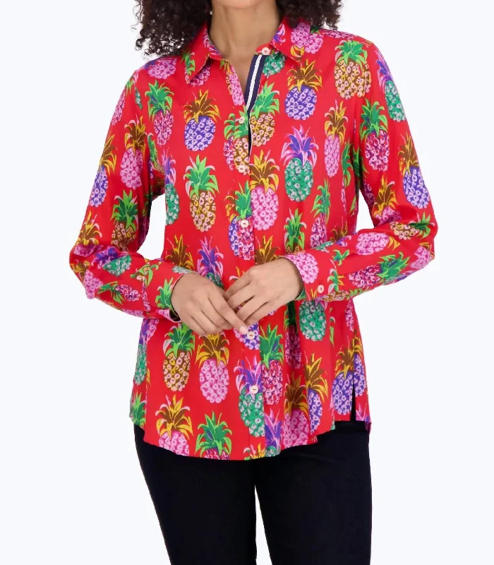 Easy Elegance Sales Zoey No Iron Shirt In Pineapple