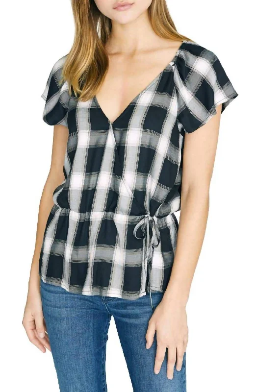 Style Upgrade Sunstone Faux Wrap Top In Be Real Plaid