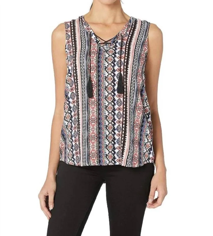 Seize Bargains Printed Tie Top In Sunset