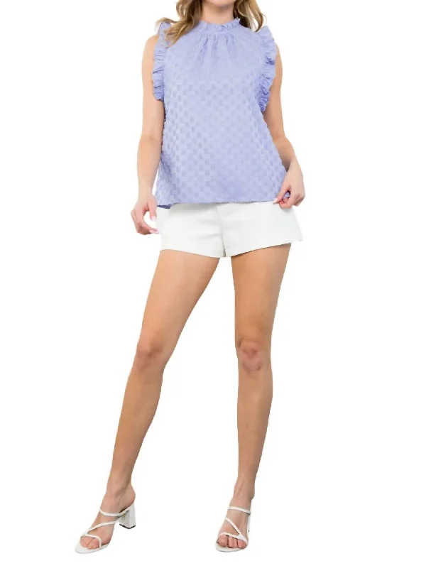 Vintage-Inspired Style Offers Textured Ruffle Trim Top In Lavender