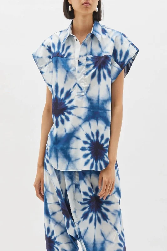 Seasonal Style Discounts Printed Yoke Detail Shirt In Blue/white