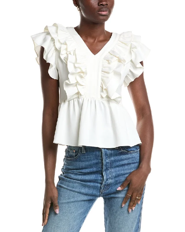 Limited Time Deal Gracia Ruffle Sleeve Peplum Top