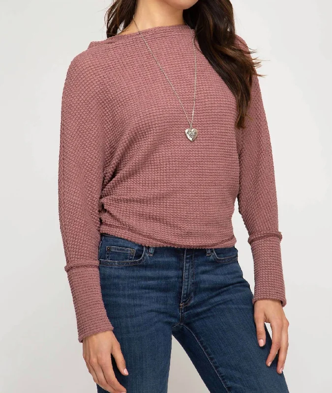 Ride The Style Wave Off Shoulder Thermal In Mauve