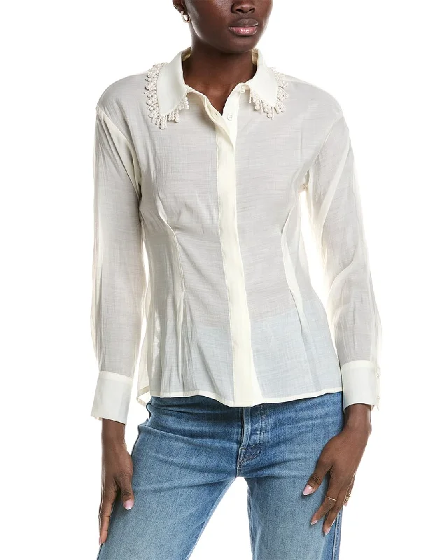 Modern Fashion Sale Gracia Pearl Fringe Shirt