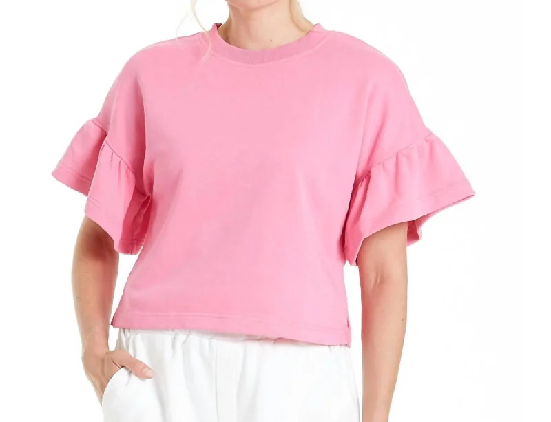 The Latest Fashion Trends Pia Ruffle Sleeve Top In Begonia