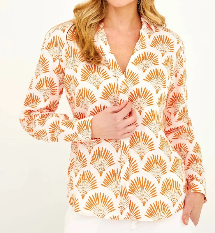 Fashion-Forward Twig Linen Shirt In Dominica Fan Print