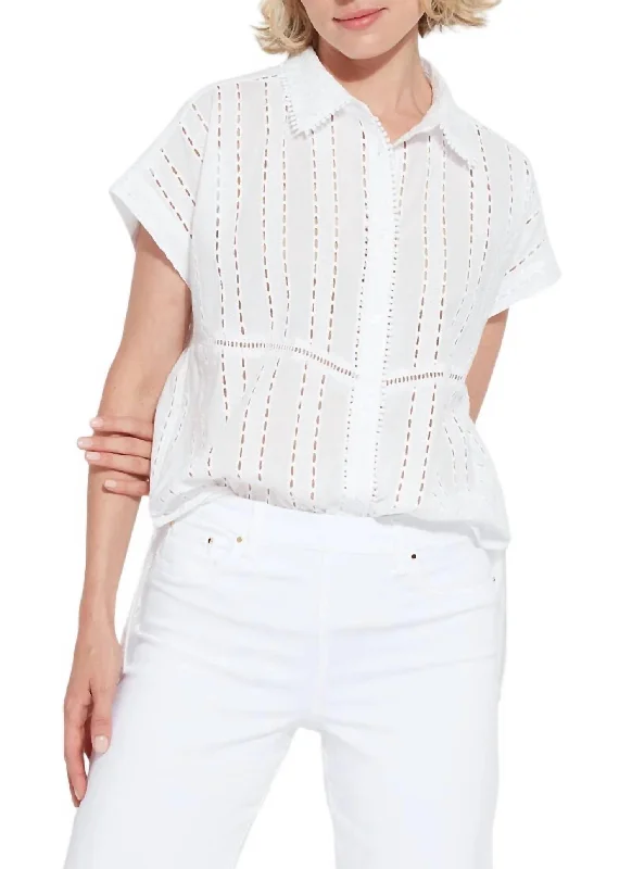 Vibrant Style Promotions Cornet Cotton Eyelet Shirt In White