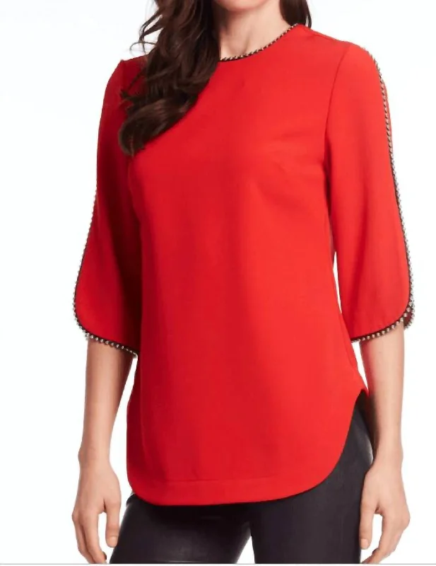 Chic Style, Always In Vogue Detailed Sleeve In Red