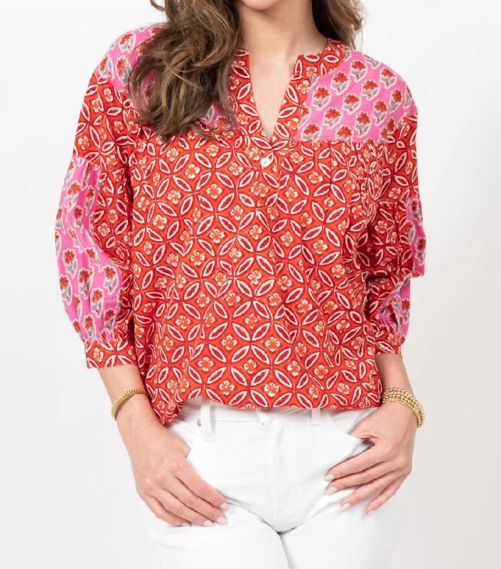 Hurry Before It's Gone Two Prints Top In Pink