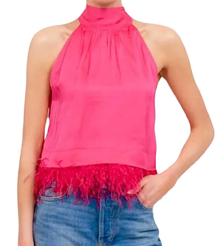 Style Breakthroughs Sylvie Marabou Sweep Top In Pink