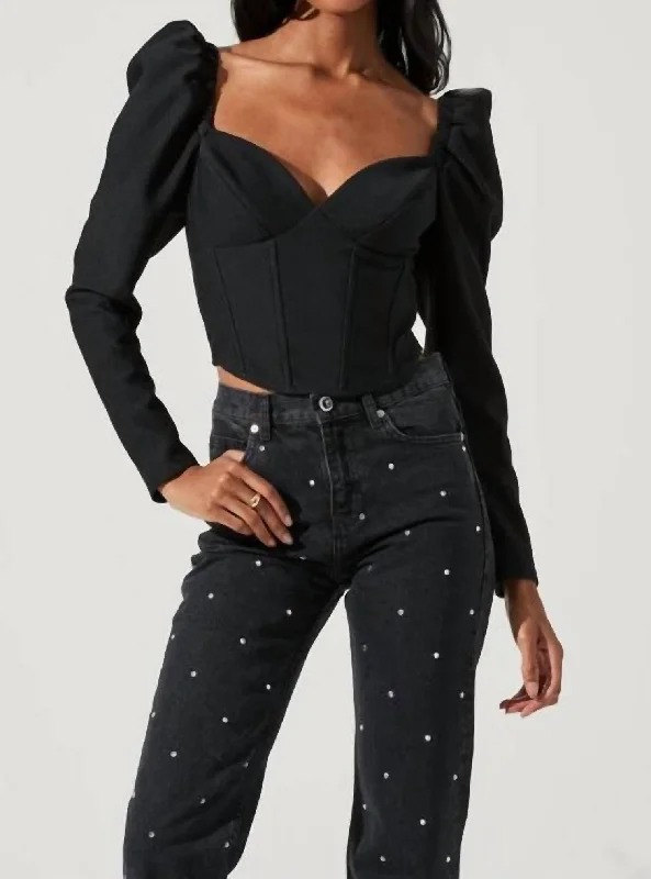 Catch Every Fashion Trend Betty Sweetheart Top In Black