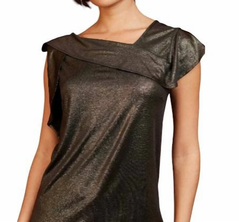 Classy Style Discounts Xena Top In Liquid Gold