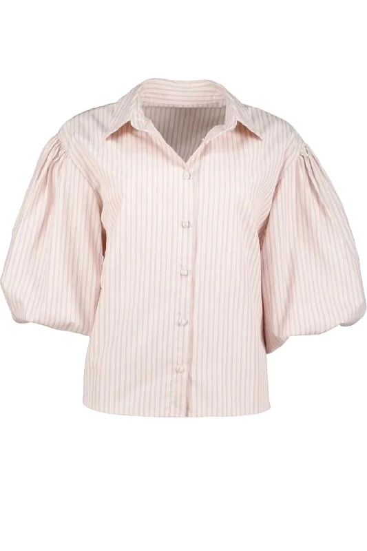 Limited Stock, Big Discounts Women's Tyra Puff Sleeve Top In Pink Stripe