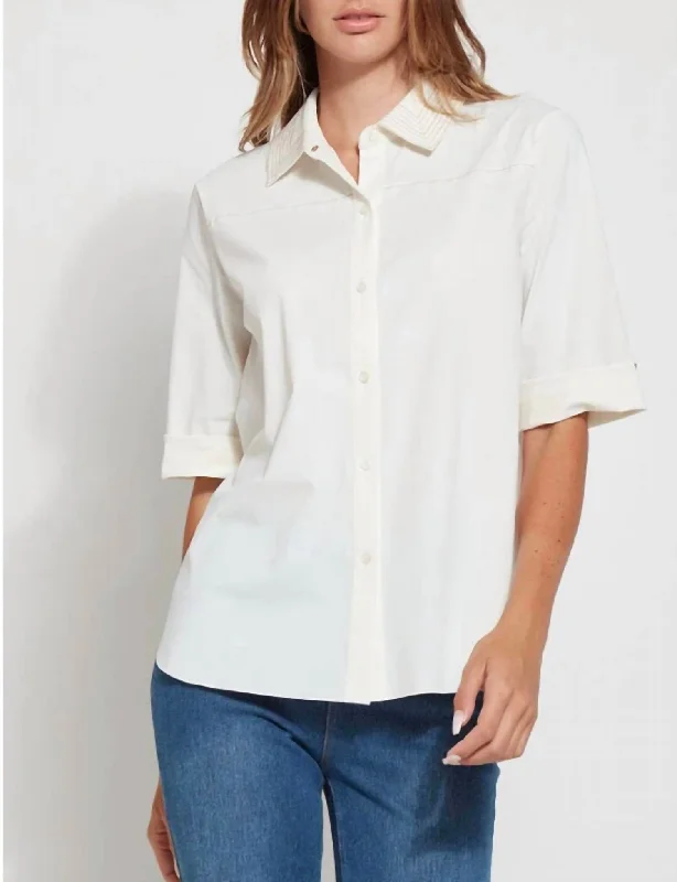 Budget-Friendly Fashion Stitched Josie Shirt In Off White