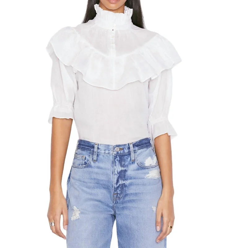 Buy More, Save More Ruffle Flounce Top In Blanc