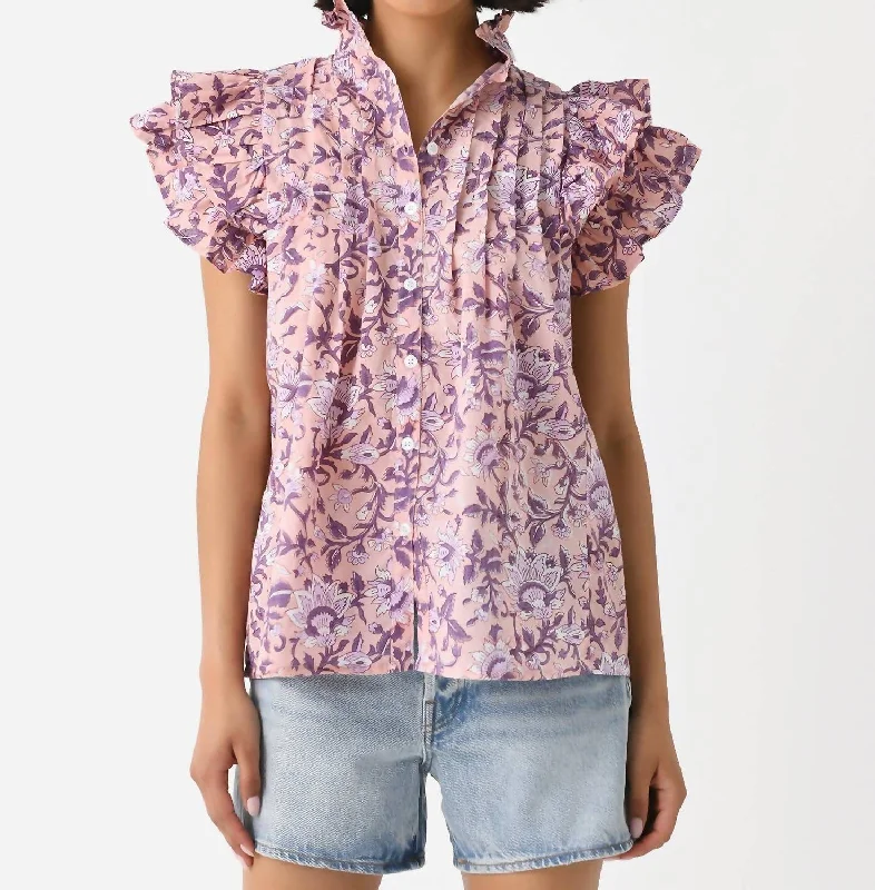 Hot Items Flutter Shirt In Peach