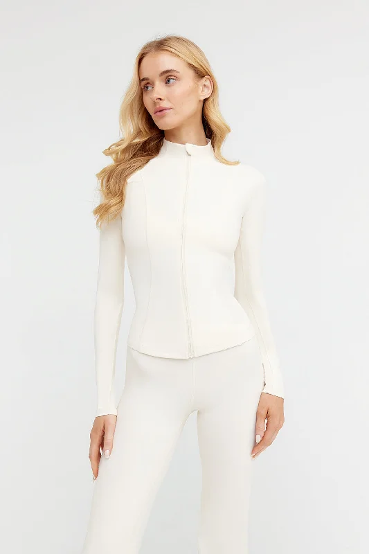 Women's Casual Wear Clothing Dive Into Trendy Styles DAYFLEX ZIP THROUGH JACKET - BUTTERMILK