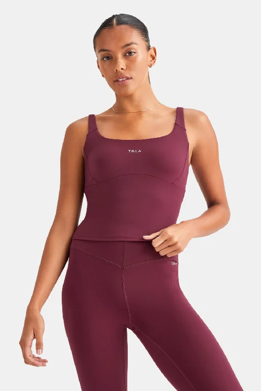 Timeless Women's Clothing Weekend Exclusive SKINLUXE BUILT-IN SUPPORT SCOOP NECK VEST - BURGUNDY