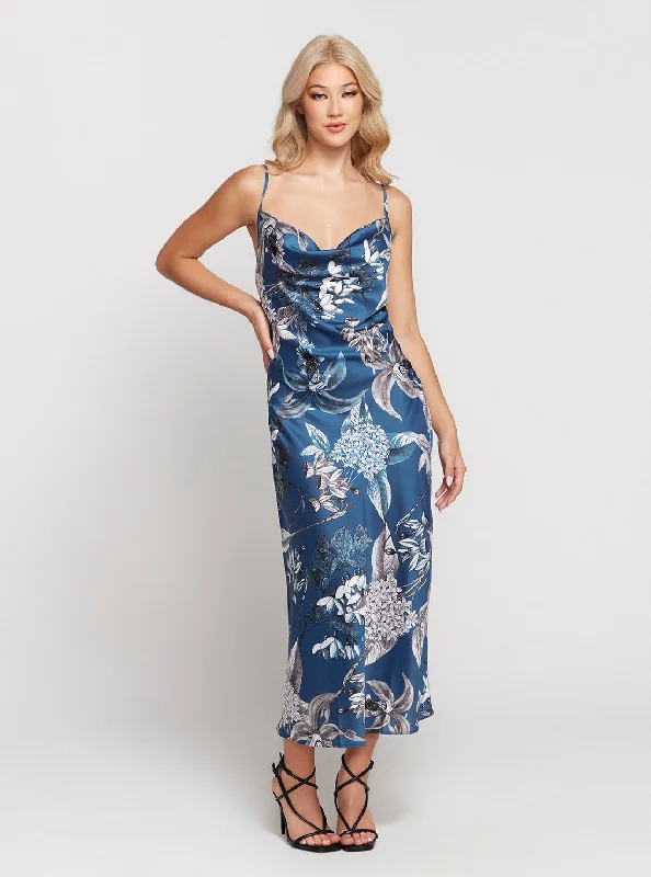 Women's Work Outfit For The Office Chic Trends Unveiled Blue Floral Print Akilina Maxi Dress