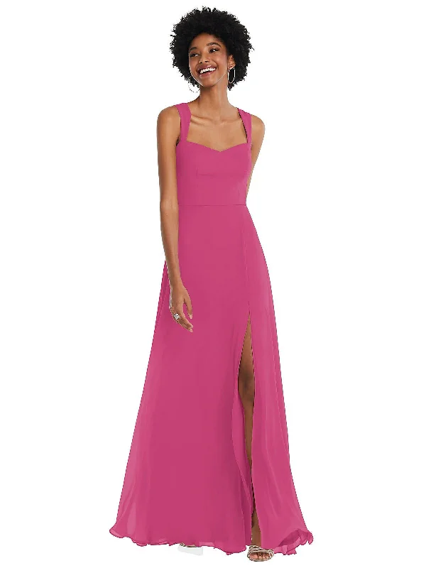 Women's Elegant Evening Attire Stylish Savings Contoured Wide Strap Sweetheart Maxi Dress