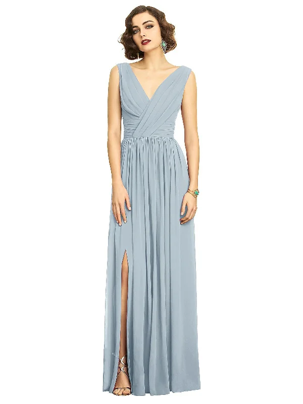 Women's Effortless Casual Outfit Mega Sale Sleeveless Draped Chiffon Maxi Dress with Front Slit